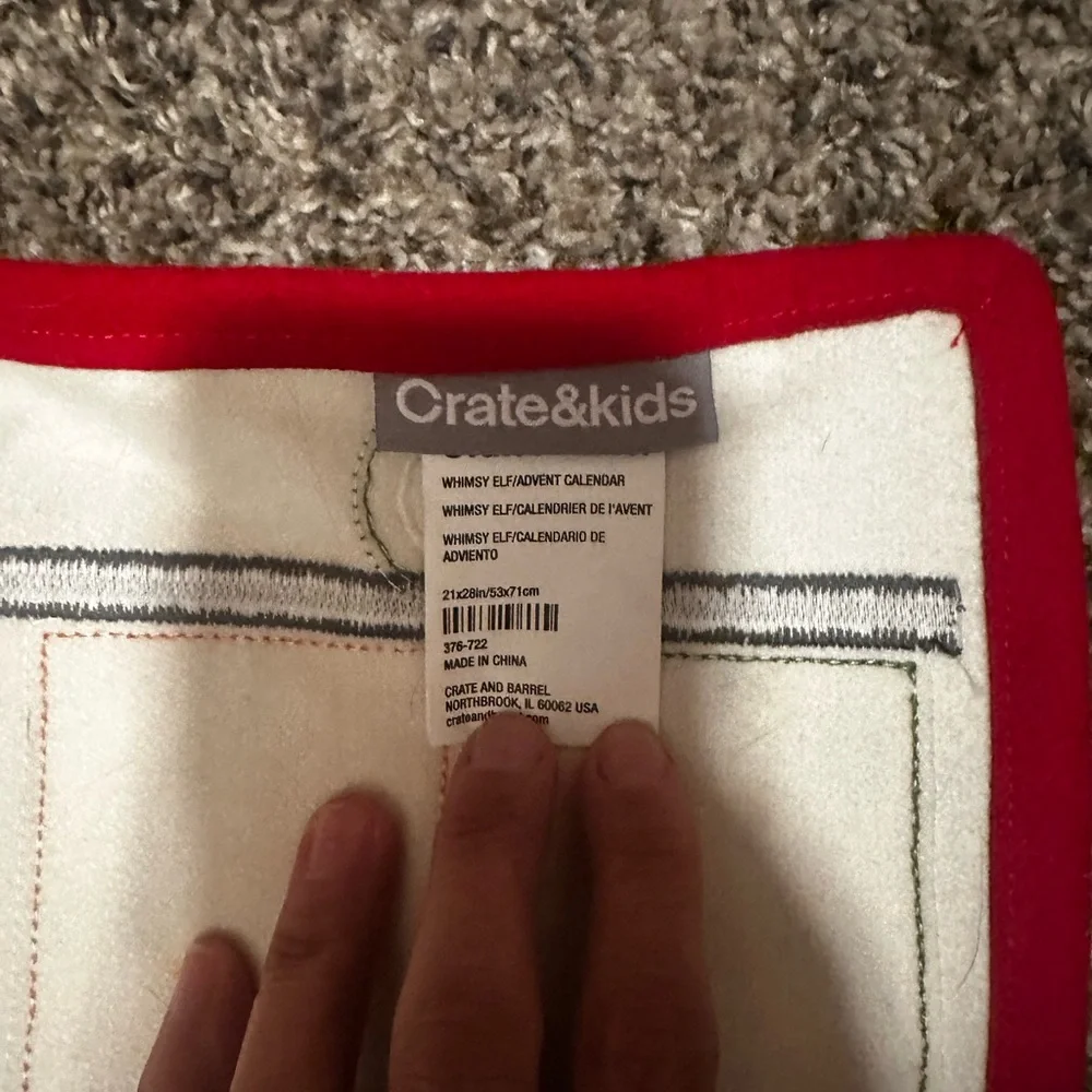Crate and Barrel hanging Christmas advent calendar